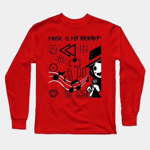 Music is therapy Long Sleeve T-Shirt by AntoDesigns